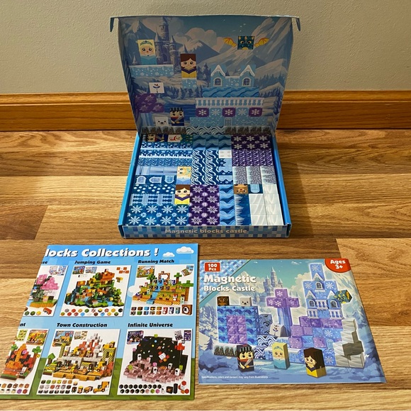 Magnetic Blocks Castle Toy Set - Blue and Purple 100 Piece NWT - Picture 6 of 10